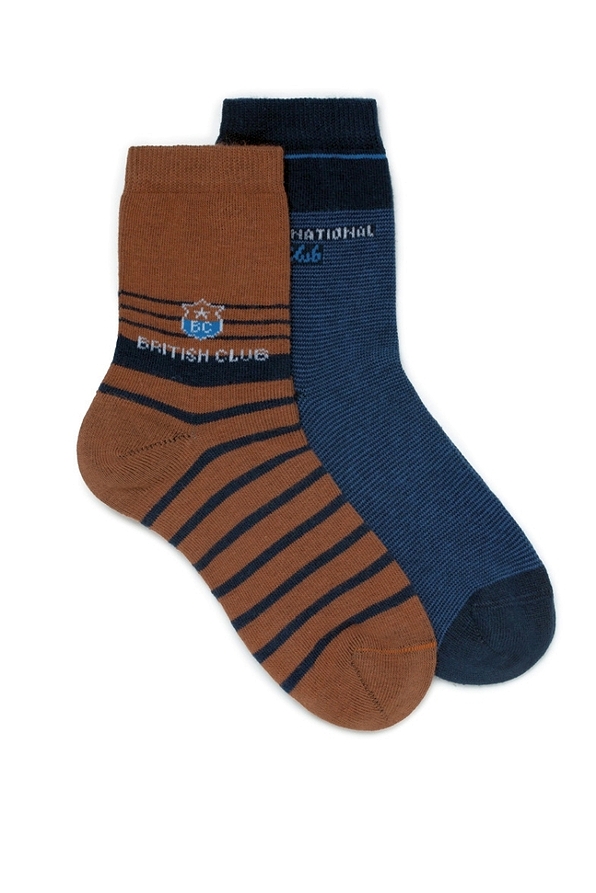 ΒΟΥ COMBED COTTON SOCKS WITH STRIPES PATTERN AND SEAMLESS TOES