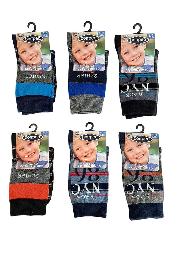 POMPEA BCZ-SKATE - BOY'S COTTON SOCKS WITH FASHION MOTIF