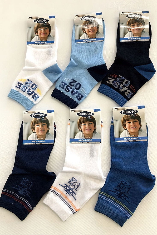 6-PACK TALLERO BOY MERCERIZED COTTON ANKLE SOCKS PLAIN
