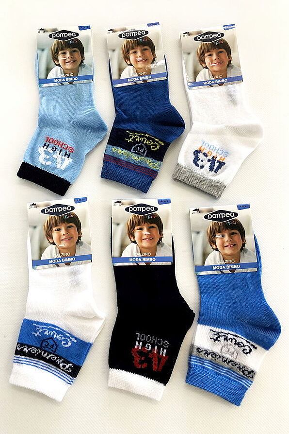 6-PACK PICCIOLO BOY MERCERIZED COTTON SOCKS WITH PATTERN