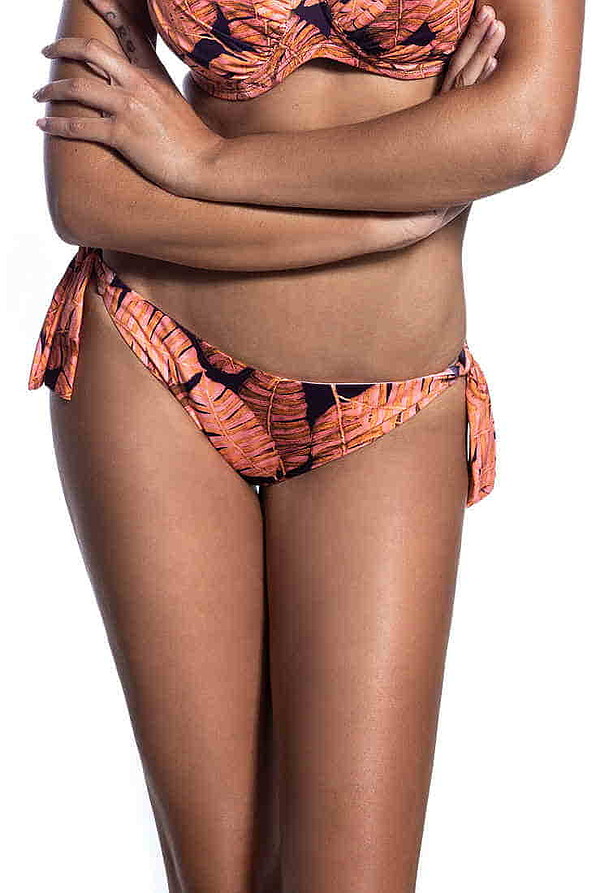 BARBADOS WOMAN BIKINI BOTTOMS BRAZIL TIE-SIDE LEAVES PATTERN
