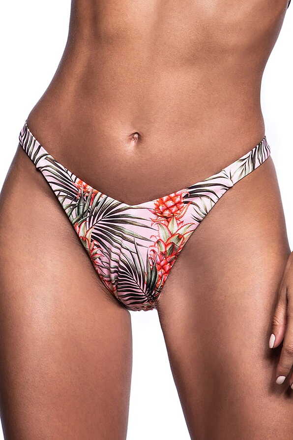 TROPICAL GIRL WOMAN BIKINI BOTTOM BRAZIL V-PULL UP WITH TROPICAL PRINT LOW WAIST AND BACK COVERAGE