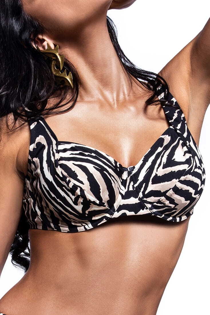 AFRICA DESERT WOMΑΝ BIKINI TOP CUP E ANIMAL PRINT UNPADDED WIRED