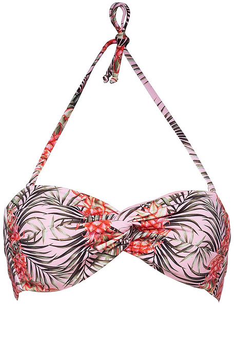 TROPICAL GIRL WOMΑΝ BIKINI TOP STRAPLESS WITH TROPICAL PRINT REMOVABLE PADS AND STRAPS NO CLASP BACK TIE