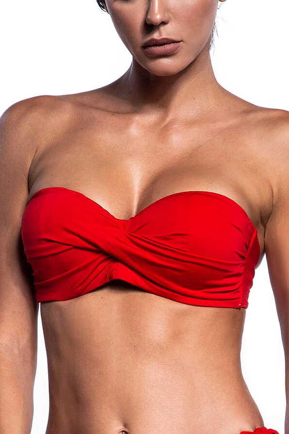 SOLIDS WOMAN BIKINI TOP STRAPLESS WIRED FRONT TWISTED WITH SILICONE HOLD AND REMOVABLE STRAPS