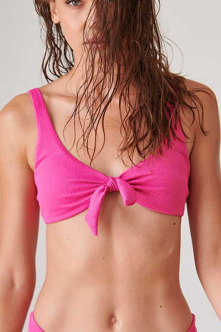SCRANCHIE SOLIDS WOMAN BIKINI TOP PLAIN GOFFRE WITH REMOVABLE PADS WIRELESS