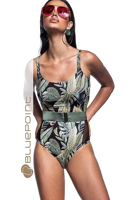 BEYOND CHIC ΓΥΝΑΙΚΕΙΟ ΜΑΓΙΟ ΟΛΟΣΩΜΟ ΜΕ ΔΙΑΦΑΝΕΙΑ ΣΤΟ ΠΛΑΙ ΑΠΟΣΠΩΜΕΝΗ ΖΩΝΗ ΚΑΙ TROPICAL ΤΥΠΩΜΑ ΑΝΟΙΧΤΗ ΠΛΑΤΗ ΜΕ ΚΟΥΜΠΩΜΑ ΡΥΘΜΙΖΟΜΕΝΗ ΤΙΡΑΝΤΑ ΚΑΙ ΑΠΟΣΠΩΜΕΝΗ ΕΝΙΣΧΥΣΗ