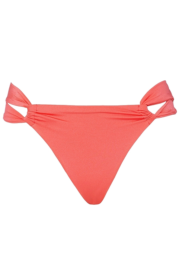 FASHION SOLIDS WOMAN BIKINI BOTTOM SHINY WITH SIDE OPENINGS AND MODERATE BACK COVERAGE