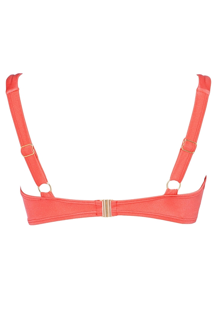 FASHION SOLIDS ΓΥΝΑΙΚΕΙΟ ΜΑΓΙΟ BIKINI TOP ΜΟΝΟΧΡΩΜΟ ΓΥΑΛΙΣΤΕΡΟ CUP D ΜΕ ΡΥΘΜΙΖΟΜΕΝΕΣ ΤΙΡΑΝΤΕΣ ΜΠΑΝΕΛΑ ΧΩΡΙΣ ΕΝΙΣΧΥΣΗ