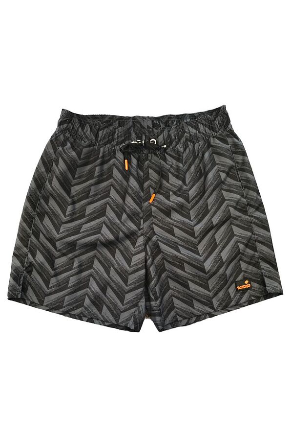 MAN SWIMWEAR SHORTS GEOMETRIC PRINT WITH POCKETS AND WAIST CORD-SMOKE SCREEN