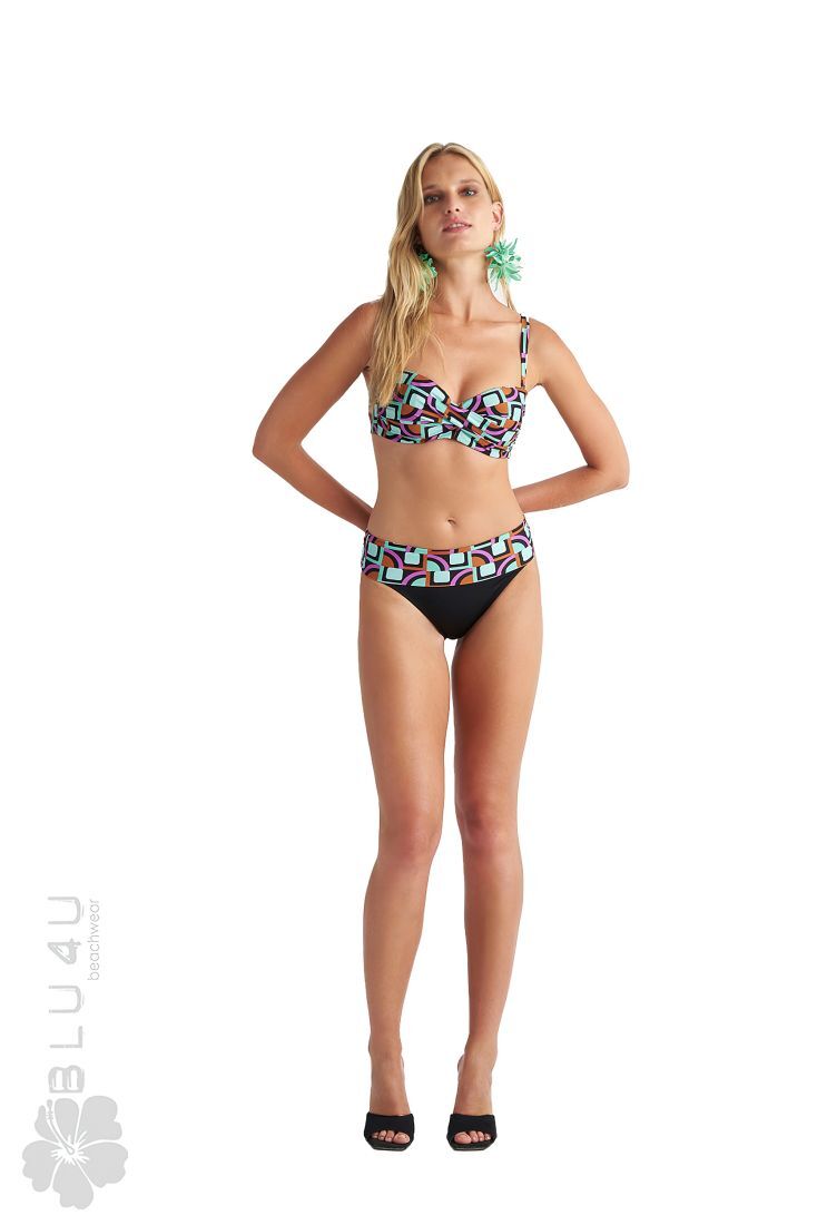 ΓΥΝΑΙΚΕΙΟ ΜΑΓΙΟ BIKINI TOP STRAPLESS ΝΤΡΑΠΕ CUP D ΓΕΩΜΕΤΡΙΚΟ ΤΥΠΩΜΑ ΜΕ ΜΠΑΝΕΛΑ & ΑΠΟΣΠΩΜΕΝΕΣ ΤΙΡΑΝΤΕΣ-TRIVIA