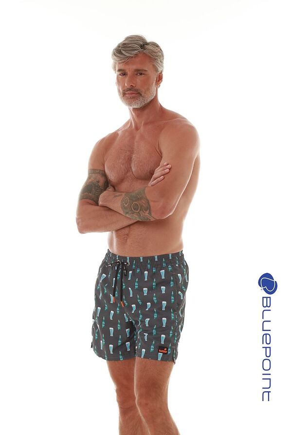 MAN SWIMWEAR MEDIUM SHORTS BEERS PRINT WITH POCKETS AND WAIST CORD-BEER O'CLOCK