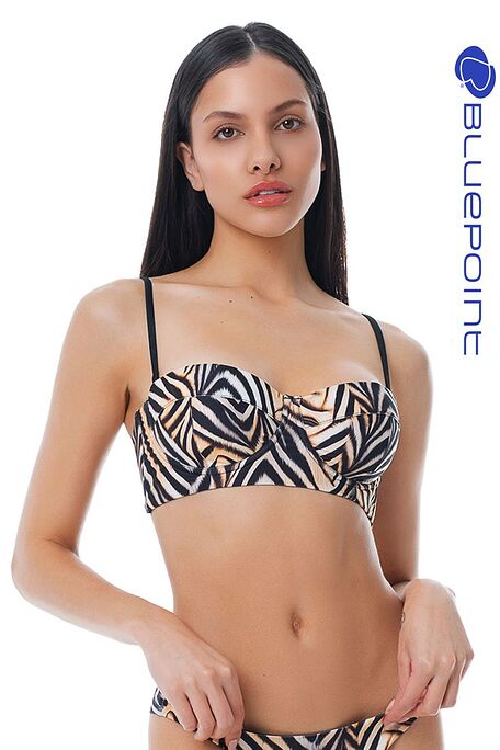 ΓΥΝΑΙΚΕΙΟ ΜΑΓΙΟ BIKINI TOP STRAPLESS CUP C ΜΕ ANIMAL ZEBRA ΤΥΠΩΜΑ ΕΝΙΣΧΥΣΗ ΜΠΑΝΕΛΑ & ΑΠΟΣΠΩΜΕΝΕΣ ΤΙΡΑΝΤΕΣ-SPIRIT ANIMAL
