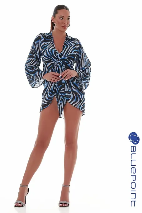 ΓΥΝΑΙΚΕΙΟ ΚΟΝΤΟ ΚΑΦΤΑΝΙ ΜΕ ΖΩΝΗ & ΧΡΩΜΑΤΙΣΤΟ ANIMAL ZEBRA ΤΥΠΩΜΑ-SAFARI CHIC