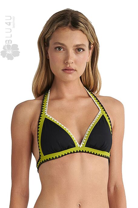 WOMAN BIKINI TOP CUP B-C WITH REMOVABLE PADS & CROCHET TRIMS-BATIK SOLIDS