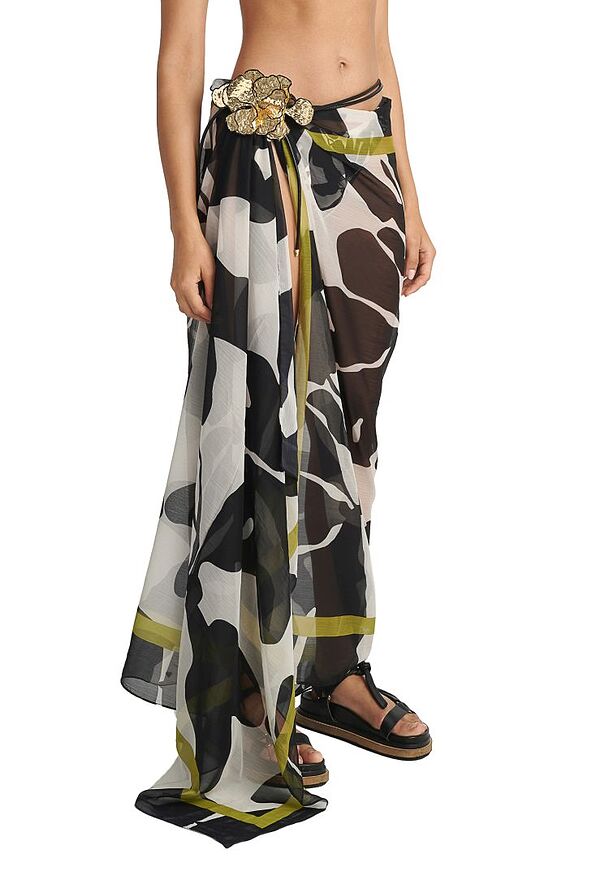 ΓΥΝΑΙΚΕΙΟ ΜΑΚΡΥ ΠΑΡΕΟ ΗΜΙΔΙΑΦΑΝΕΣ ΜΕ FLORAL ΑΣΠΡΟΜΑΥΡΟ ΤΥΠΩΜΑ-TRIBAL JUNGLE