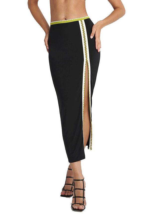 WOMAN ELASTIC BLANKET STITCHED PAREO SKIRT-BATIK SOLIDS