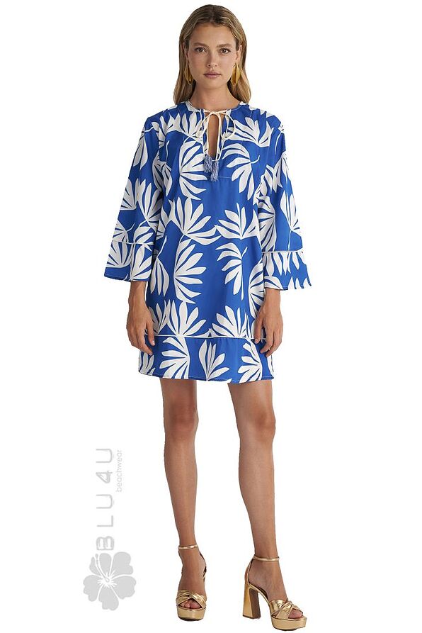 WOMAN LOOSE SHORT KAFTAN DRESS-COCO LEAF