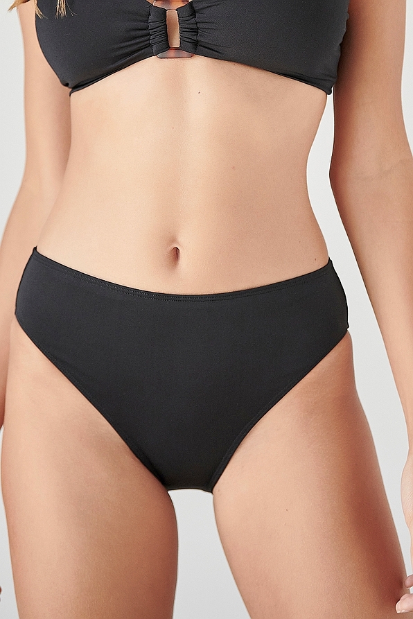WOMAN BIKINI BOTTOM FULL BRIEF PLAIN HIGH WAISTED-SOLIDS