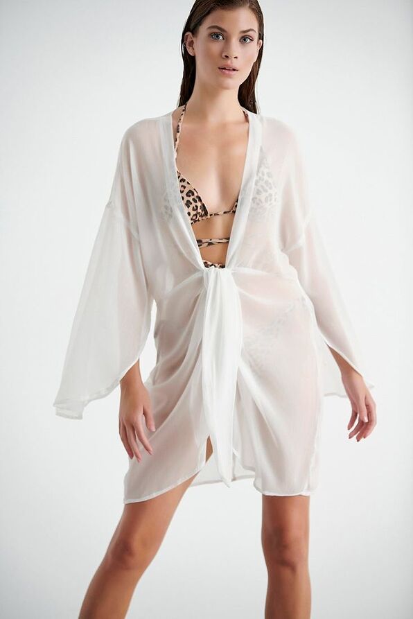 WOMAN PLAIN SHORT TUNIC WITH BELT-SOLIDS KAFTAN