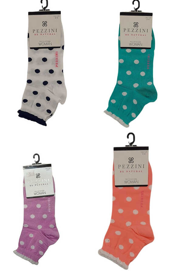 PEZZINI- WOMEN MERCERIZED COTTON SHORT SOCKS WITH DOTS MOTIF AND FREE FINISH