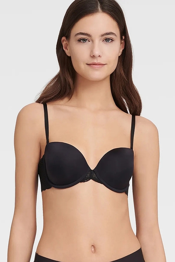 DKNY ΓΥΝΑΙΚΕΙΟ ΣΟΥΤΙΕΝ STRAPLESS ΜΟΝΟΧΡΩΜΟ ΜΕ ΑΠΟΣΠΩΜΕΝΕΣ ΤΙΡΑΝΤΕΣ ΜΠΑΝΕΛΑ ΜΕΤΡΙΑ ΕΝΙΣΧΥΣΗ ΚΑΙ ΔΑΝΤΕΛΑ - MONTERN LACE