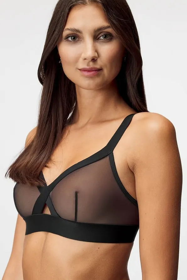 DKNY ΓΥΝΑΙΚΕΙΟ ΤΡΙΓΩΝΟ BRALETTE ΣΟΥΤΙΕΝ ΔΙΑΦΑΝΟ ΦΙΛΕ ΧΩΡΙΣ ΜΠΑΝΕΛΑ ΚΑΙ ΕΝΙΣΧΥΣΗ - SHEERS