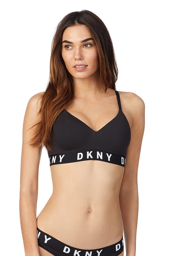 DKNY WOMAN COTTON WIREFREE PUSH UP BRA PADDED WITH UNDERBUST WIDE BAND WITH DKNY KNIT LOGO - COZY BOYFRIEND