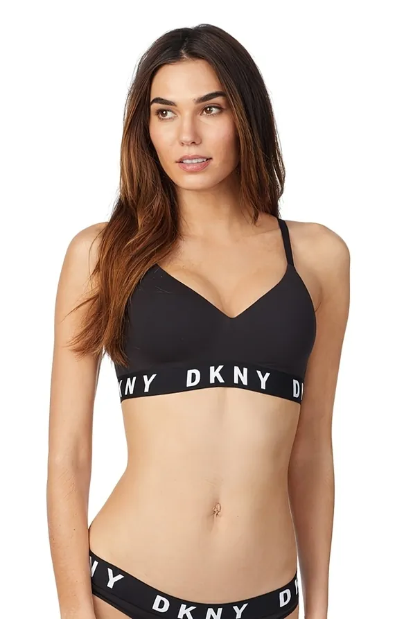 DKNY WOMAN COTTON WIREFREE PUSH UP BRA PADDED WITH UNDERBUST WIDE BAND WITH DKNY KNIT LOGO - COZY BOYFRIEND