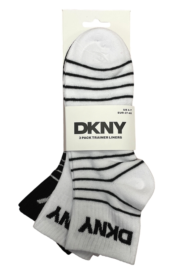 DKNY 3-PACK ANKLE TRAINER COTTON WOMAN SOCKS WITH LOGO DKNY-BONNIE