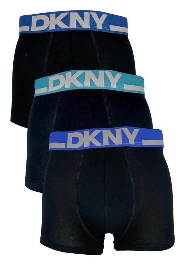 DKNY 3-PACK MAN COTTON ELASTIC TRANK WITH COLORFUL EXTERNAL WAISTBAND AND LOGO DKNY-COLE