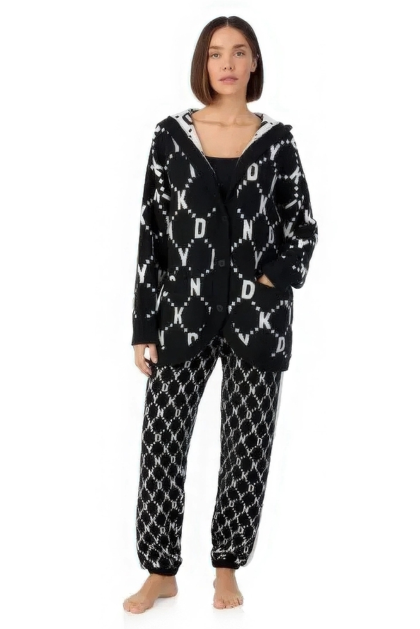 DKNY WOMAN BOUCLE HOODED JACKET ALL BUTTONS WITH POCKETS