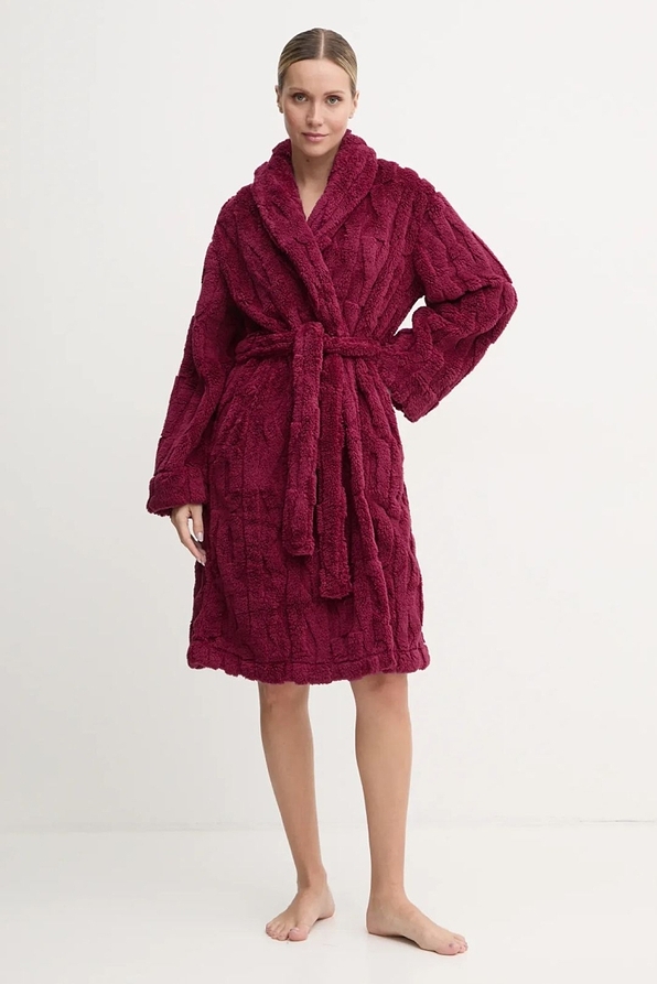 DKNY WOMAN LONG FLEECE CROSS BELT ROBE