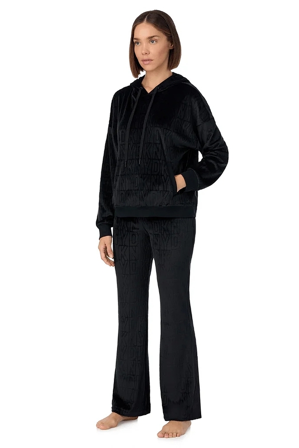 DKNY-WOMAN VELOUR TRACKSUIT HOODED TOP & FLARE PANTS