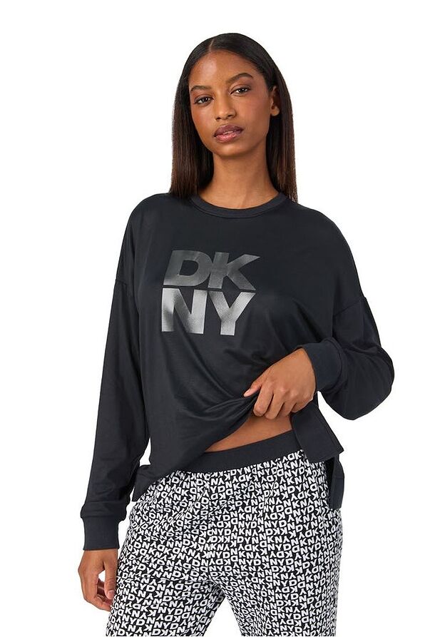 DKNY TOP & JOGGER SLEEP SET WITH GLITTER PRINT ON TOP & SIDE POCKETS ON PANTS-WISHLIST WORTHY