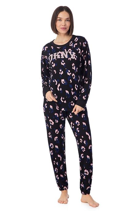 DKNY TOP & JOGGER SLEEP SET ANIMAL PRINT WITH SIDE POCKETS-FALLING FOR FALL