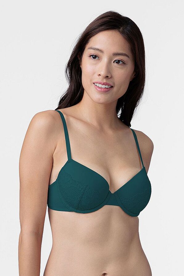 2-PACK WOMAN DEMI (BALCONETTE) BRA 3/4 CUP MOLDED WIRED WITH FLORAL LACE - ARA-2PP