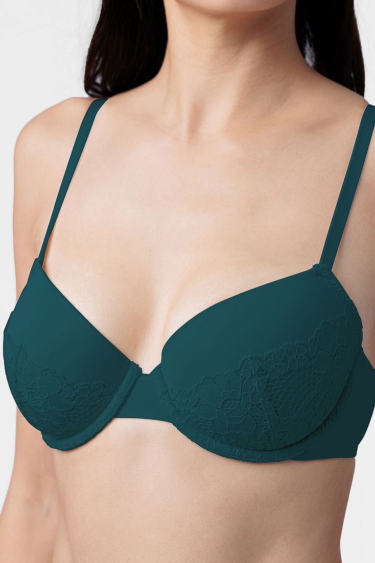 2-PACK ΓΥΝΑΙΚΕΙΟ ΜΠΑΛΚΟΝΕ ΣΟΥΤΙΕΝ 3/4 CUP ΜΕ ΕΛΑΦΡΙΑ ΕΝΙΣΧΥΣΗ ΜΠΑΝΕΛΑ ΚΑΙ FLORAL ΔΑΝΤΕΛΑ - ARA-2PP DEMI