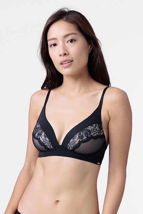 WOMAN SOFT BRA 3/4 CUP WIRELESS MOLDED OF SOFT MICROFIBRE AND FLORAL LACE WITH MESH - DHARA