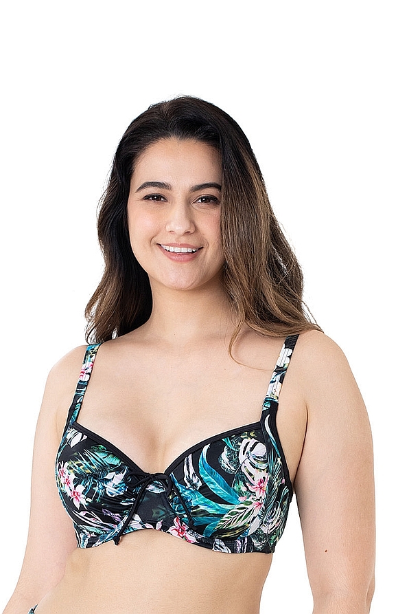 KINABALU BIKINI_TOP WOMAN ECO LINE 3/4 CUP ADJUSTABLE STRAPS PRINT EXOTIC FLORAL NON PADDED WITH WIRE