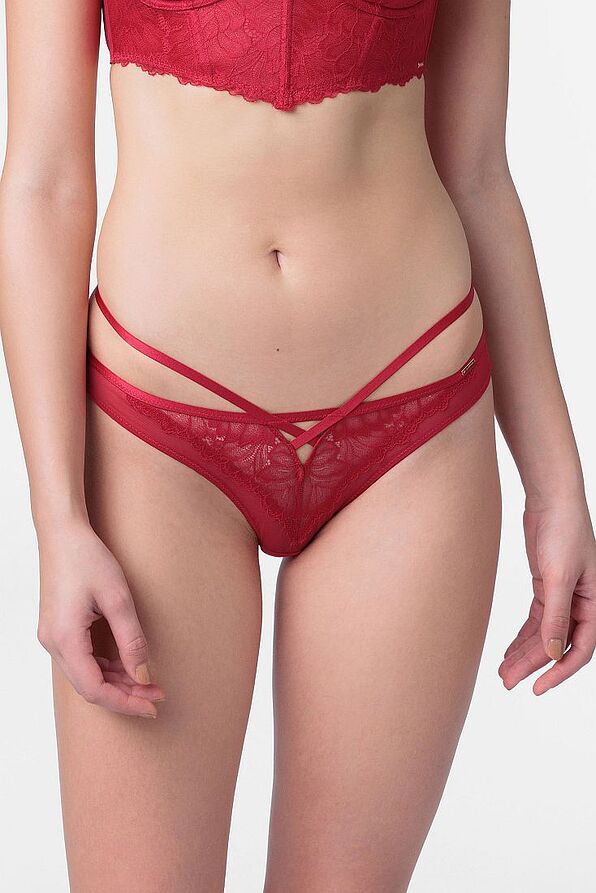 WOMAN BRAZILIAN WITH STRAPPY DETAILS AND FLORAL LACE WITH MESH - ESME