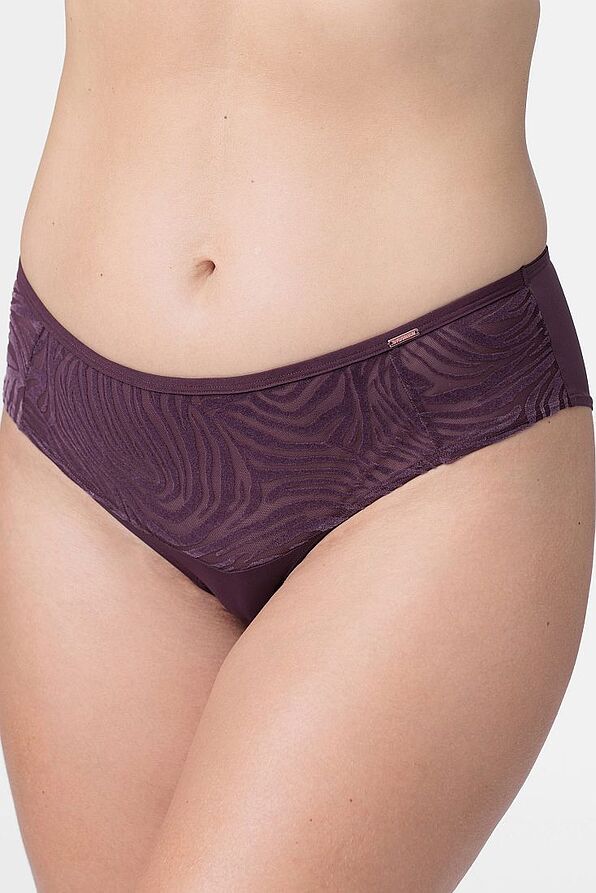 WOMAN CHEEKY HIPSTER OF MICROFIBRE WITH FLOCKING VELOUR ANIMAL ZEBRA MESH PATTERN - SONDER