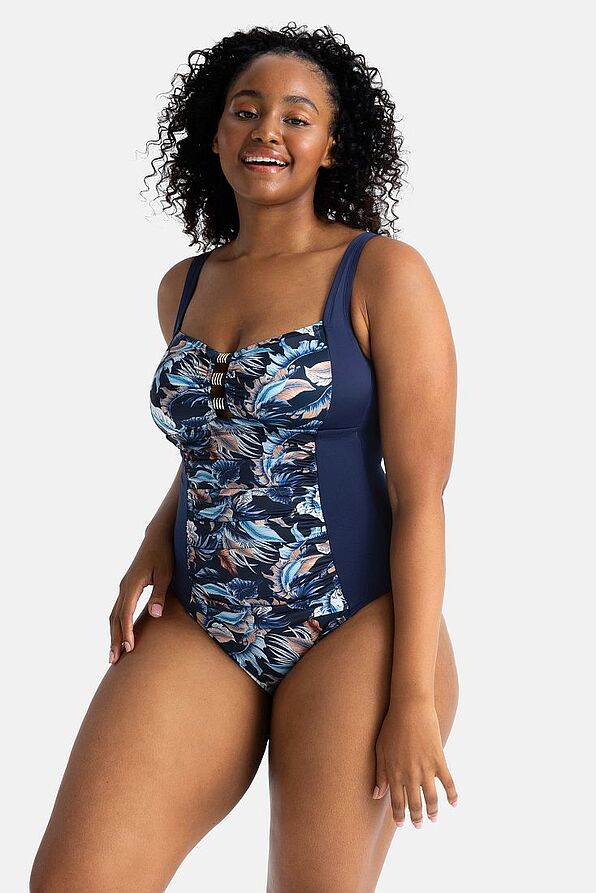 WOMAN ONEPIECE BODYSHAPING SWIMSUIT WIRELESS LIGHT PADDED WITH TROPICAL PRINT - TASMANIA