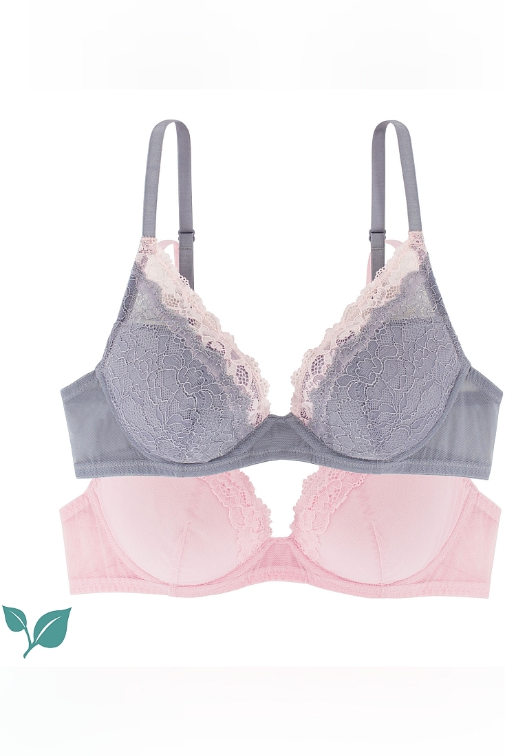 VENUS-2PP PLUNGE 2-PACK ΓΥΝΑΙΚΕΙΟ ΣΟΥΤΙΕΝ ECO LINE ΜΕ ΒΑΘΥ ΝΤΕΚΟΛΤΕ 3/4 CUP ΜΕ ΜΠΑΝΕΛΑ ΕΛΑΦΡΙΑ ΕΝΙΣΧΥΣΗ ΚΑΙ FLORAL ΔΑΝΤΕΛΑ