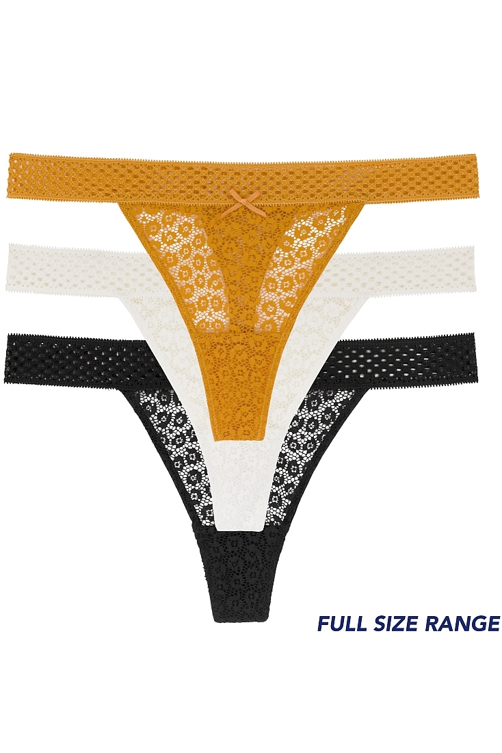 WILD-3PP STRING 3-PACK ΓΥΝΑΙΚΕΙΟ ΣΛΙΠ STRING ECO LINE ΜΕ FLORAL ΔΑΝΤΕΛΑ