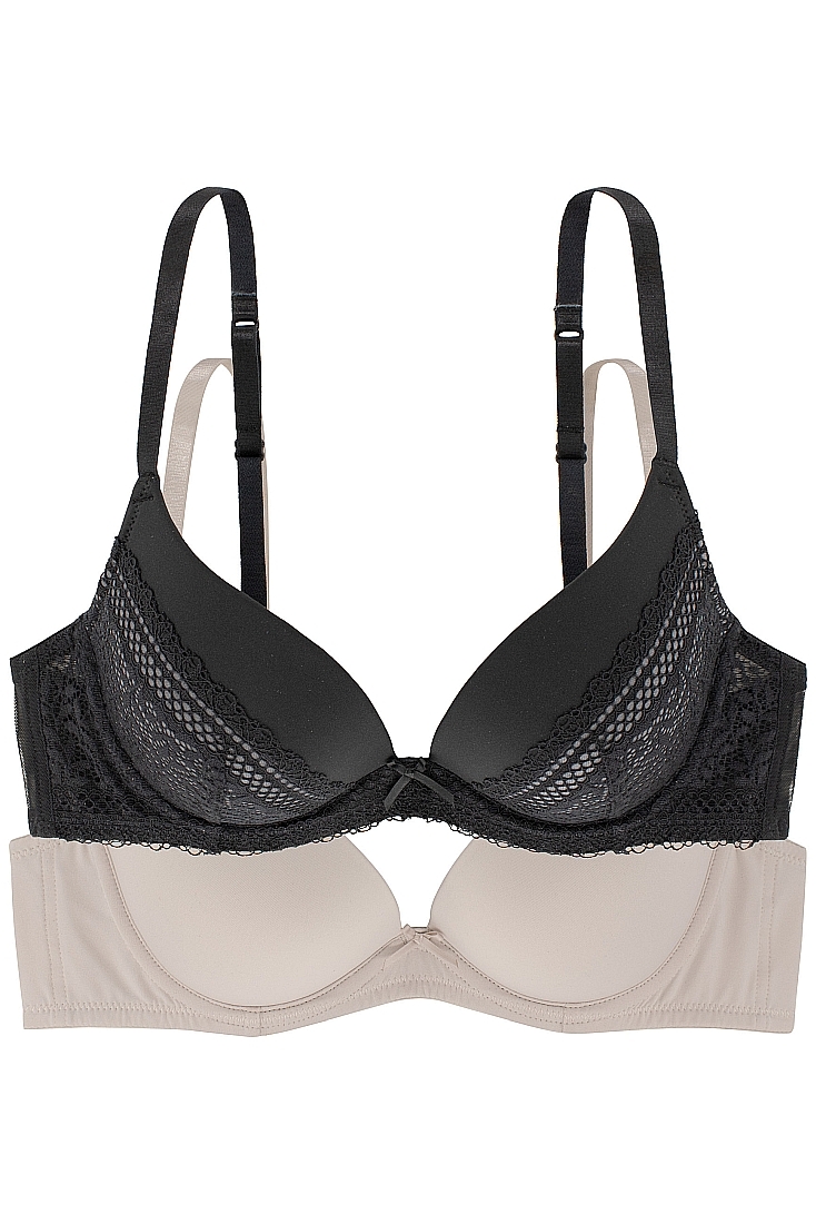 SAVANNA-2PP PLUNGE 2 PACK ΓΥΝΑΙΚΕΙΟ ΣΟΥΤΙΕΝ PUSH UP ΜΕ ΒΑΘΥ ΝΤΕΚΟΛΤΕ 3/4 CUP ΜΕ ΜΠΑΝΕΛΑ ΚΑΙ FLORAL ΔΑΝΤΕΛΑ