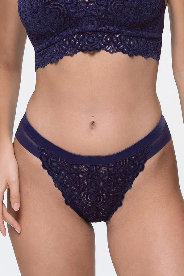 HANNAH ΓΥΝΑΙΚΕΙΟ ΣΛΙΠ BIKINI ΜΕ ΑΝΑΓΛΥΦΗ ΒΕΛΟΥΔΙΝΗ ΔΑΝΤΕΛΑ ΚΑΙ ΔΙΑΦΑΝΕΙΑ