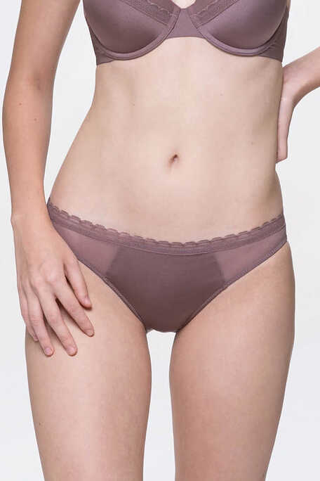 JANA-2PP WOMAN BRIEF PLAIN ECO LINE WITH MESH AT SIDES AND LACE TRIMMING