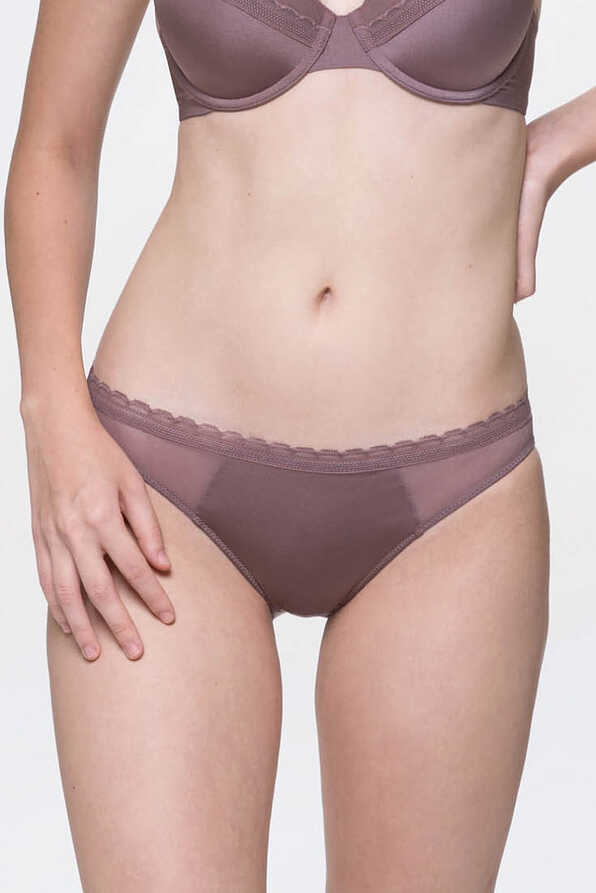 JANA-2PP WOMAN BRIEF PLAIN ECO LINE WITH MESH AT SIDES AND LACE TRIMMING