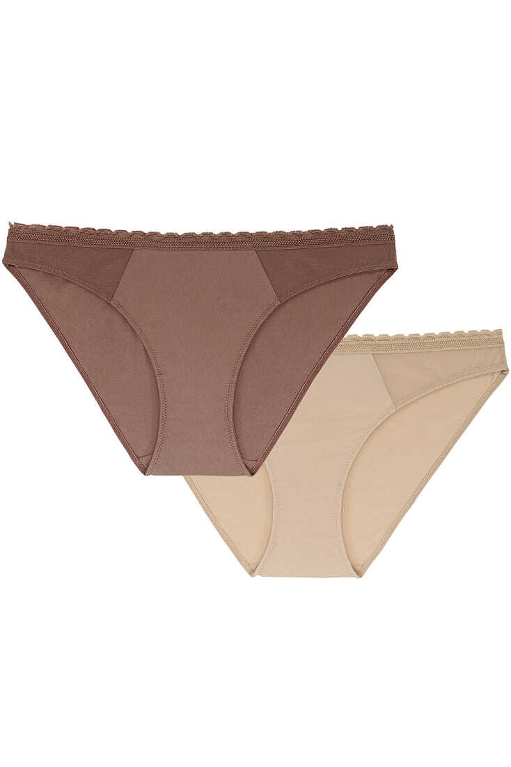 JANA-2PP 2-PACK ΓΥΝΑΙΚΕΙΟ ΣΛΙΠ BIKINI ΜΟΝΟΧΡΩΜΟ ECO LINE ΜΕ ΔΙΑΦΑΝΕΙΑ ΣΤΟ ΠΛΑΙ ΚΑΙ ΤΕΛΕΙΩΜΑ ΔΑΝΤΕΛΑΣ